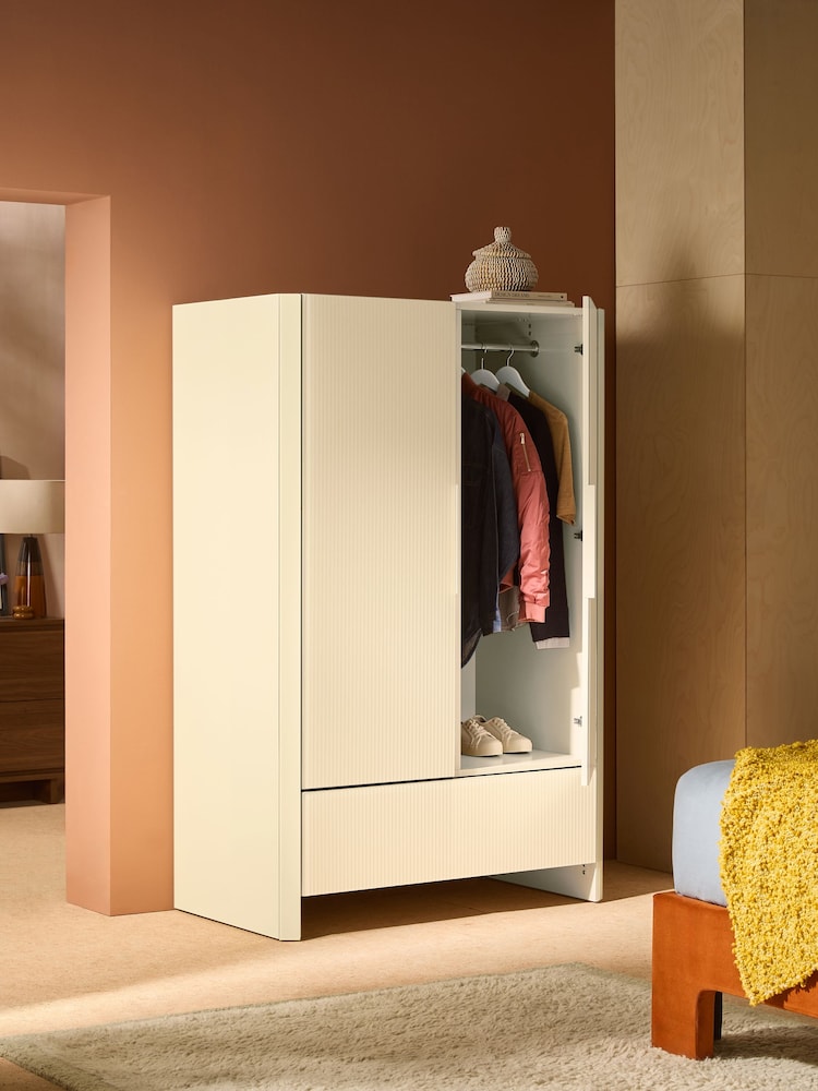 MADE.COM Ecru White Eleni Double Wardrobe - Image 2 of 6