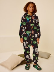 Black/Green Minecraft Fleece All-In-One (5-14yrs) - Image 1 of 7