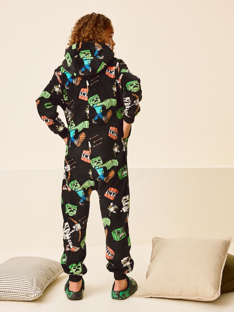 Zwart/groen Minecraft - Fleece onesie (5-14 jr) - Image 3 of 7