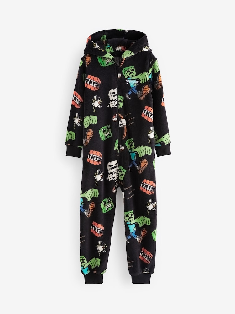 Zwart/groen Minecraft - Fleece onesie (5-14 jr) - Image 4 of 7