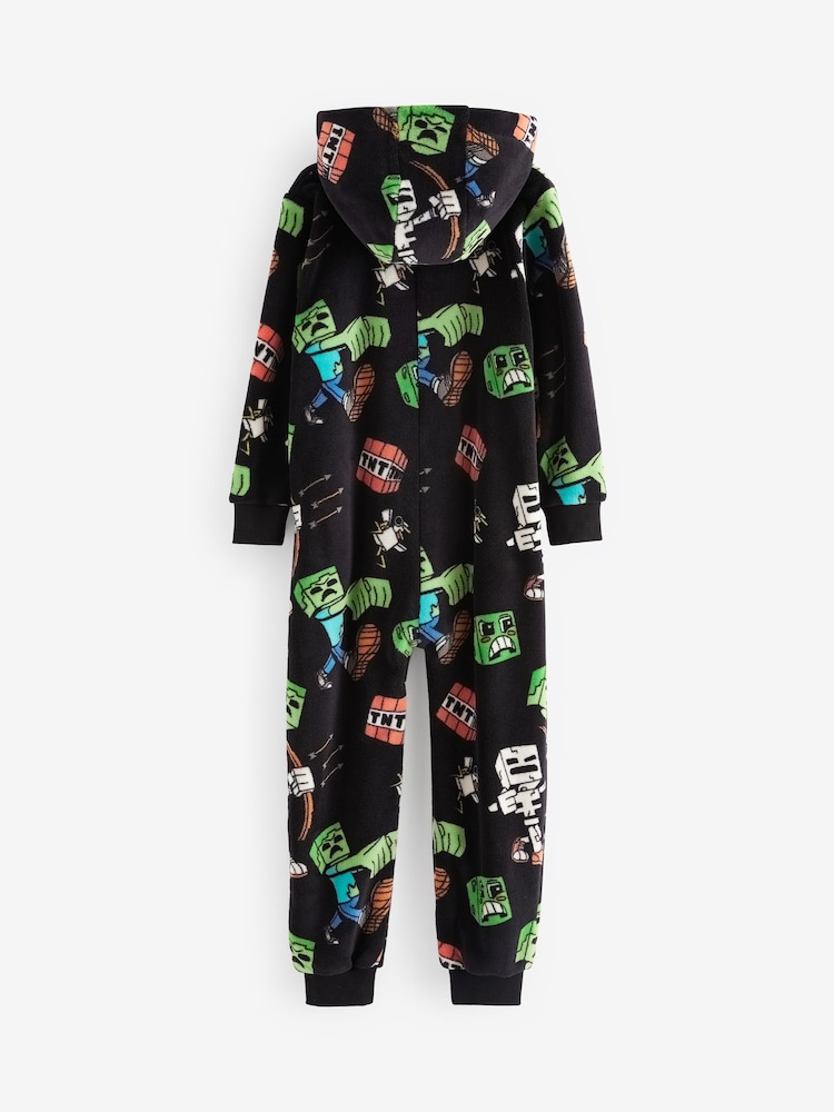 Zwart/groen Minecraft - Fleece onesie (5-14 jr) - Image 5 of 7