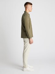 Remus Uomo Green Tapered Fit Long Sleeve Tencel Shirt - Image 4 of 6