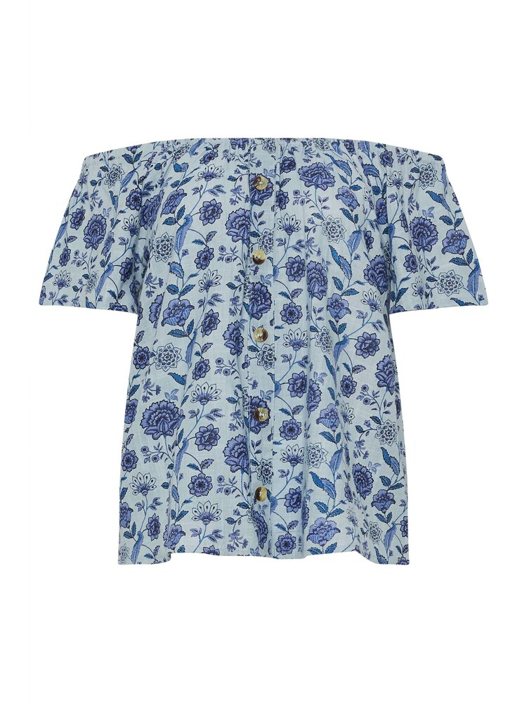Blusa de algodón 100 % con escote bardot, detalle de botones y estampado floral de Long Tall Sally - Imagen 5 de 5 Blusa de algodón 100 % con escote bardot, detalle de botones y estampado floral de Long Tall Sally - Imagen 5 de 5