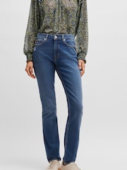 BOSS Blue Tapered Raw Hem Stretch Denim Jeans - Image 1 of 5