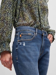 BOSS Blue Tapered Raw Hem Stretch Denim Jeans - Image 4 of 5