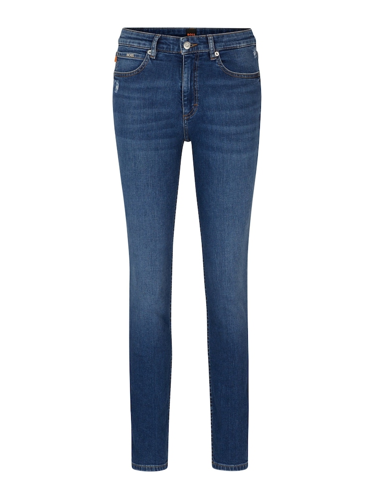 BOSS Blue Tapered Raw Hem Stretch Denim Jeans - Image 5 of 5