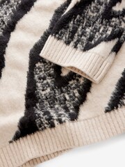 Black White Animal Soft Touch Crew Neck Knitted Jumper - Image 5 of 5