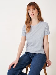 Crew Clothing Light Blue 100% Cotton Perfect Striped Crew Slub T-Shirt - Image 1 of 5