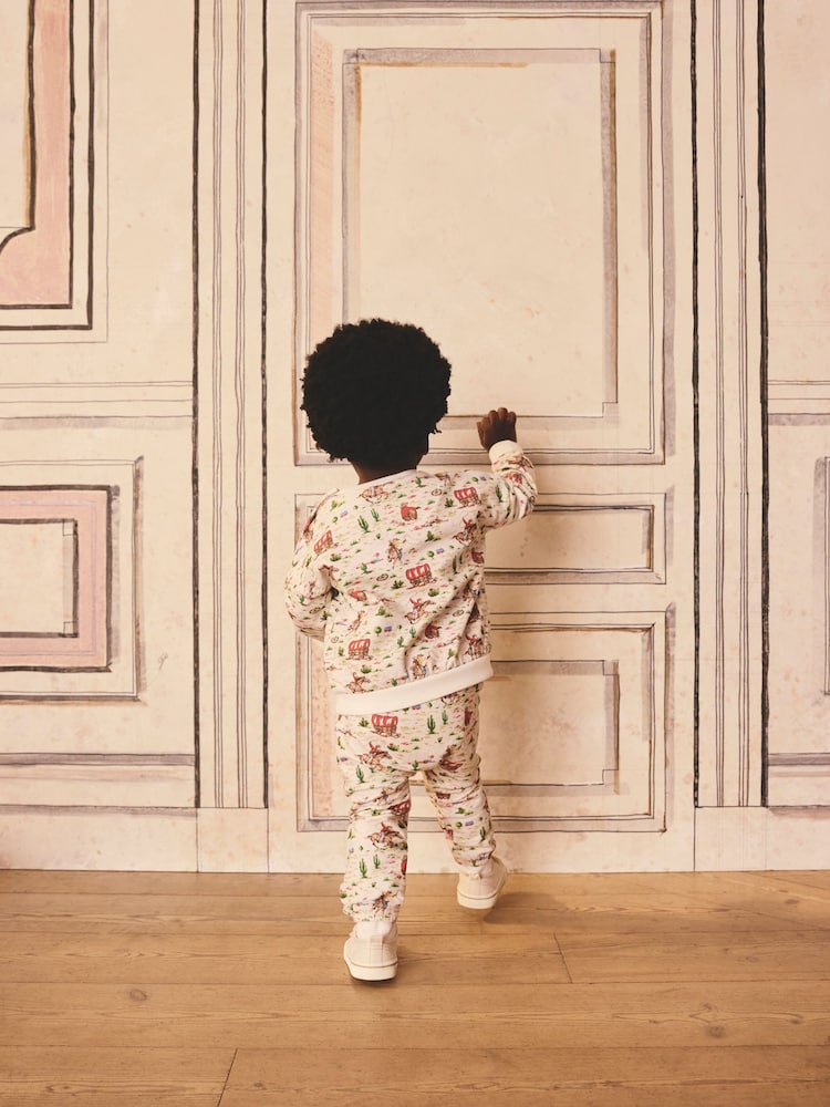 Cath Kidston Ecru Cowboy Baby Sweatshirt and Joggers Set - Image 2 of 12