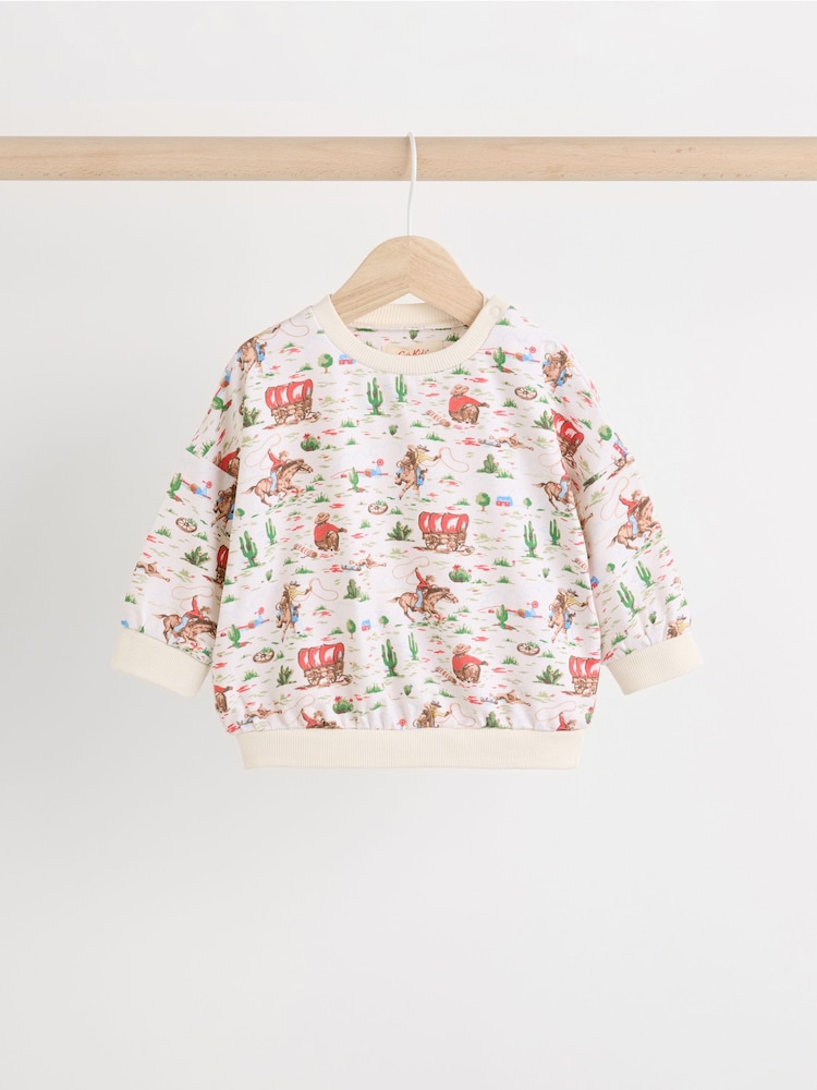Cath Kidston Ecru Cowboy Baby Sweatshirt and Joggers Set - Image 5 of 12