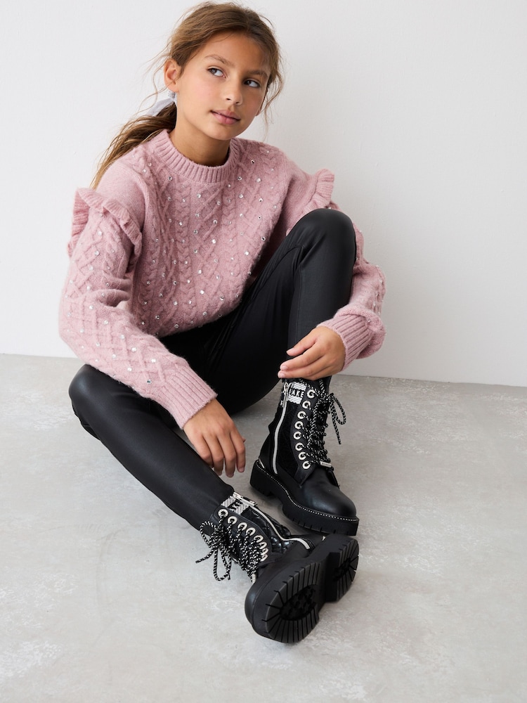 Baker by Ted Baker Frill Shoulder Diamante Knit Jumper - Image 2 of 9