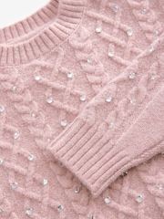 Baker by Ted Baker Frill Shoulder Diamante Knit Jumper - Image 8 of 9