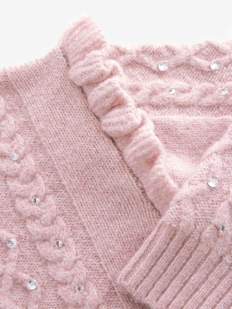 Baker by Ted Baker Frill Shoulder Diamante Knit Jumper - Image 9 of 9