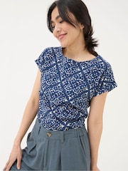 FatFace Ivy Blue Geo Marks T-Shirt - Image 1 of 5