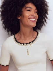 Boden Cream Maddie Trim Detail T-Shirt - Image 5 of 6