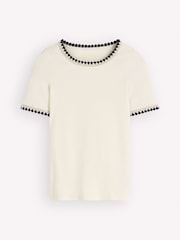 Boden Cream Maddie Trim Detail T-Shirt - Image 6 of 6
