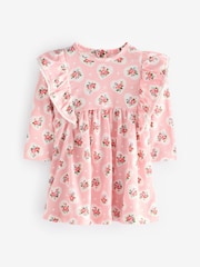 Cath Kidston Pink Floral Baby Jersey 100% Cotton Dress with Tights - Image 2 of 6