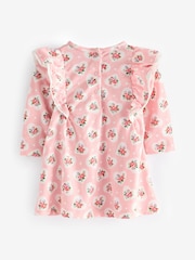 Cath Kidston Pink Floral Baby Jersey 100% Cotton Dress with Tights - Image 3 of 6