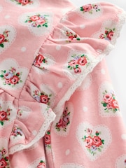Cath Kidston Pink Floral Baby Jersey 100% Cotton Dress with Tights - Image 5 of 6