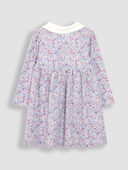 JoJo Maman Bébé Lilac Purple Ditsy Floral Peter Pan Dress - Image 2 of 4