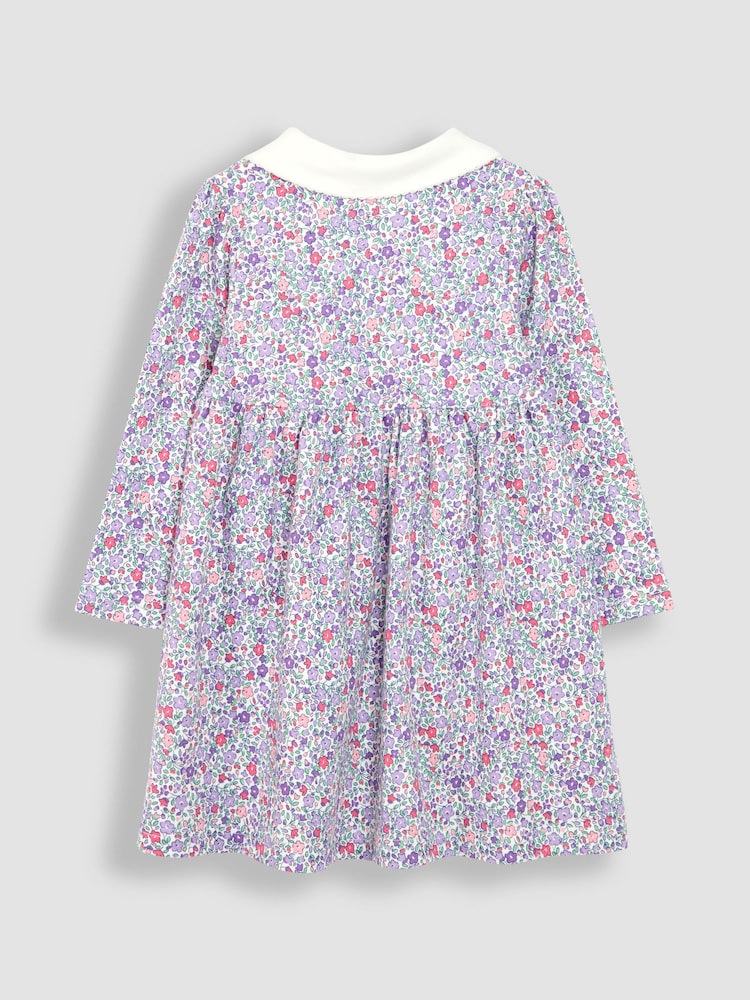 JoJo Maman Bébé Lilac Purple Ditsy Floral Peter Pan Dress - Image 2 of 4