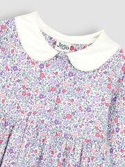 JoJo Maman Bébé Lilac Purple Ditsy Floral Peter Pan Dress - Image 3 of 4