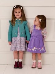 JoJo Maman Bébé Lilac Purple Ditsy Floral Peter Pan Dress - Image 4 of 4