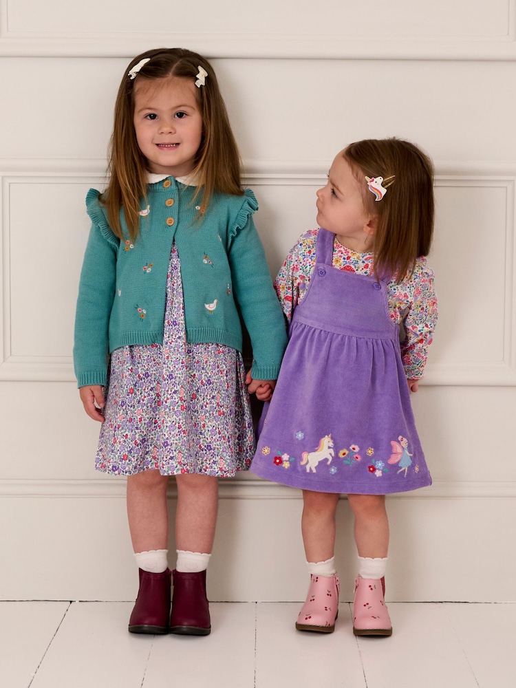 JoJo Maman Bébé Lilac Purple Ditsy Floral Peter Pan Dress - Image 4 of 4