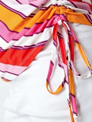 Roman Red Stripe Print Ruched Stretch Top - Image 5 of 5