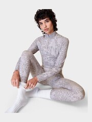 Sweaty Betty Grey Smokey Leopard Print Super Soft Half Zip Sweat Top - Image 1 of 7