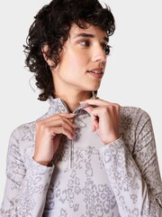 Sweaty Betty Grey Smokey Leopard Print Super Soft Half Zip Sweat Top - Image 5 of 7