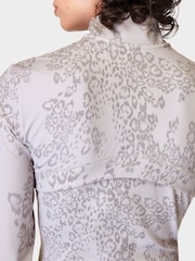 Sweaty Betty Grey Smokey Leopard Print Super Soft Half Zip Sweat Top - Image 6 of 7