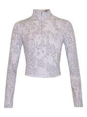 Sweaty Betty Grey Smokey Leopard Print Super Soft Half Zip Sweat Top - Image 7 of 7