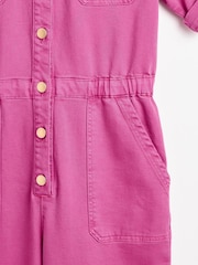 Oliver Bonas Pink Denim Short Sleeve Jumpsuit - Image 4 of 6