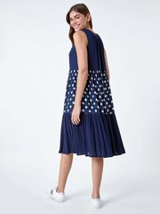 Roman Blue Polka Dot Print Panel Smock Dress - Image 3 of 5
