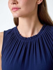 Roman Blue Polka Dot Print Panel Smock Dress - Image 5 of 5