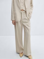 Mango Brown Pleated Suit Trousers - Image 1 of 6