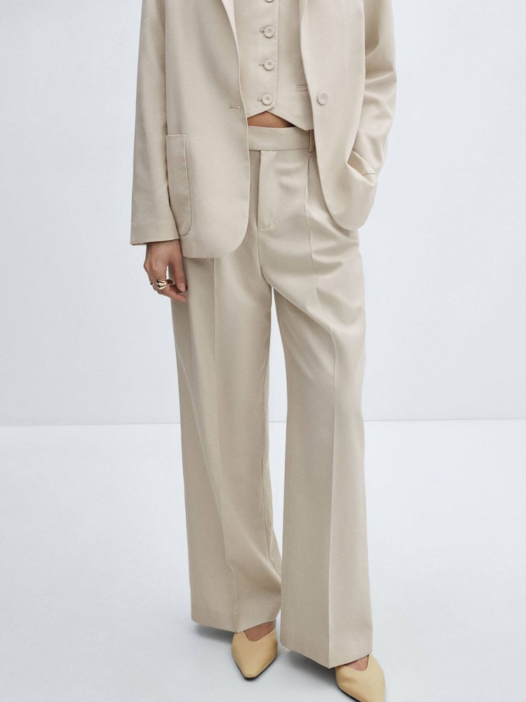 Mango Brown Pleated Suit Trousers - Image 1 of 6