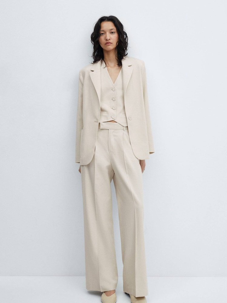 Mango Brown Pleated Suit Trousers - Image 2 of 6 Mango Brown Pleated Suit Trousers - Image 2 of 6