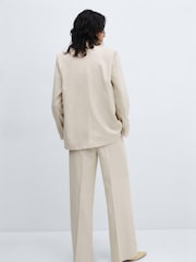 Mango Brown Pleated Suit Trousers - Image 3 of 6