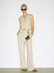 Mango Brown Pleated Suit Trousers - Image 4 of 6