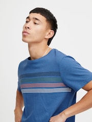 Blend Light Blue Denim Striped Short Sleeve T-Shirt - Image 3 of 5