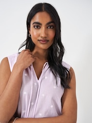 Lila - Crew Clothing 100% Baumwollbluse in Relaxed Fit mit Streifen - Bild 3 von 4