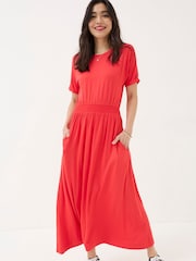 FatFace Red Midi Jersey Dress - Image 1 of 5