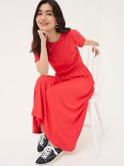 FatFace Red Midi Jersey Dress - Image 3 of 5