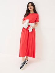 FatFace Red Midi Jersey Dress - Image 4 of 5