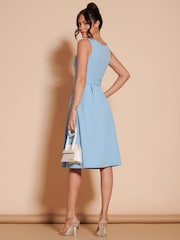 Jolie Moi Blue 1950's Inspired Belted Swing Dress - Image 2 of 6