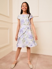 Lipsy White Floral Side Bow Skater Dress (5-16yrs) - Image 2 of 4