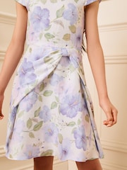 Lipsy White Floral Side Bow Skater Dress (5-16yrs) - Image 3 of 4