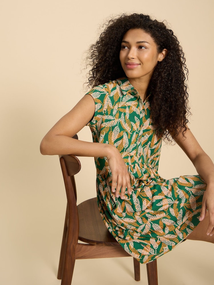 White Stuff Green Everly Jersey Shirt Dress - Image 1 of 7